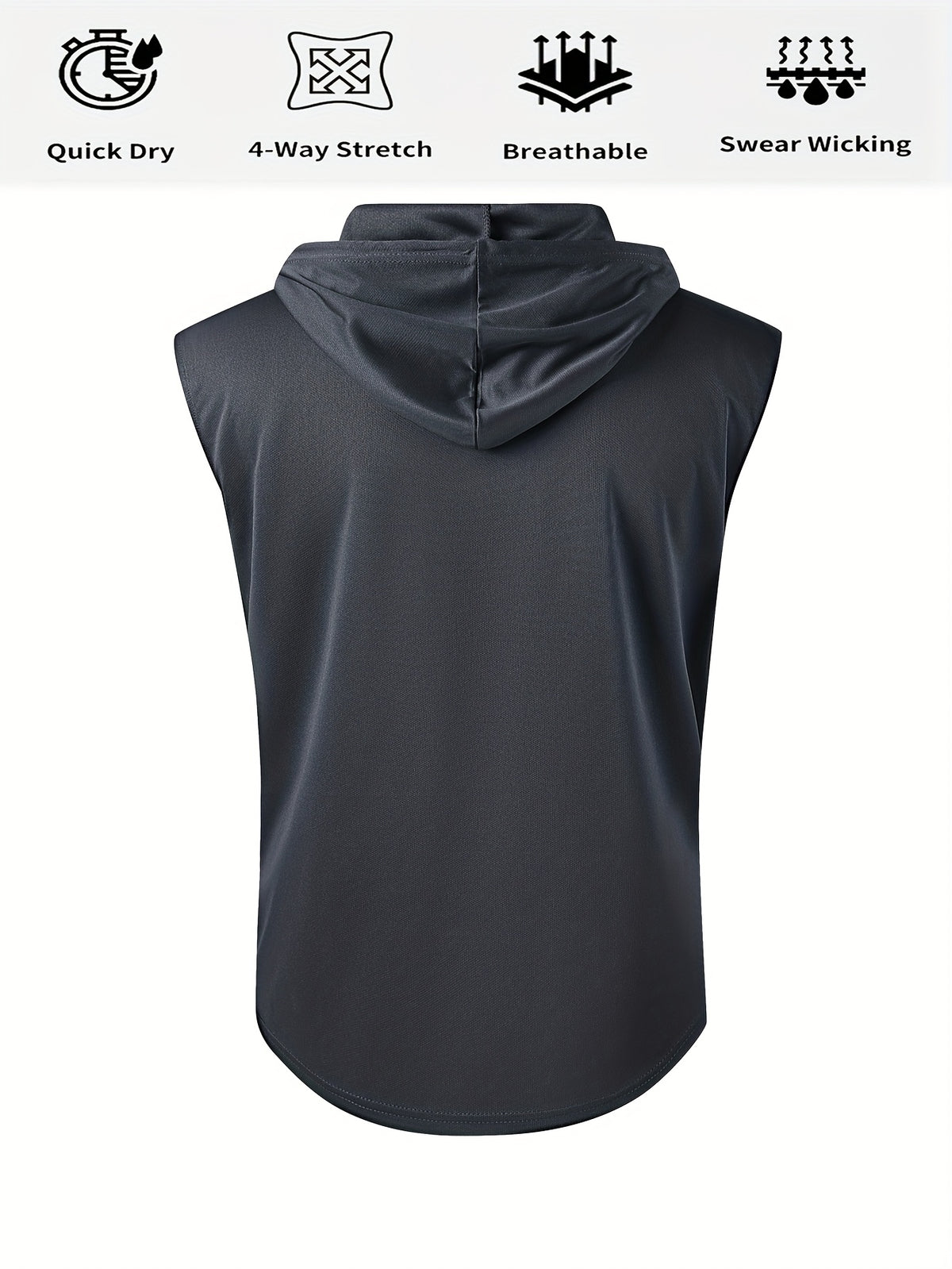 Men's Summer Fitness & Sports Casual Versatile Hooded Tank Top, Men's Casual Comfortable Breathable Hooded Tank Top T-Shirt - Dark Gray