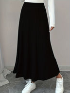Women'S Autumn and Winter Casual Solid Color Mini Skirt - Black