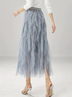 Classic Mesh Irregular Fairy Dress - Silvery Grey
