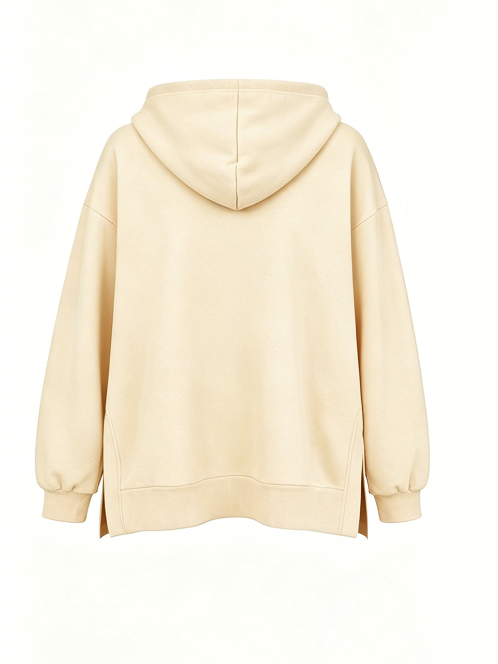 Women'S Fashion Hooded Sweatshirt for Autumn And Winter - Pattern Print Design, Side Slit Detail, Pullover Hoodie - Apricot
