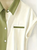 Elegant And Fashionable Avocado-Colored Contrast White Sleeveless Shirt, Commute And Casual, Premium Look - Mixed colors