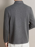 Men's Lapel Casual Knit Long-Sleeve Top, Slightly Relaxed Fit, Suitable for Both Business and Casual Wear, Ideal for Men's Commuting and Daily Use - SINBOS - Light Grey