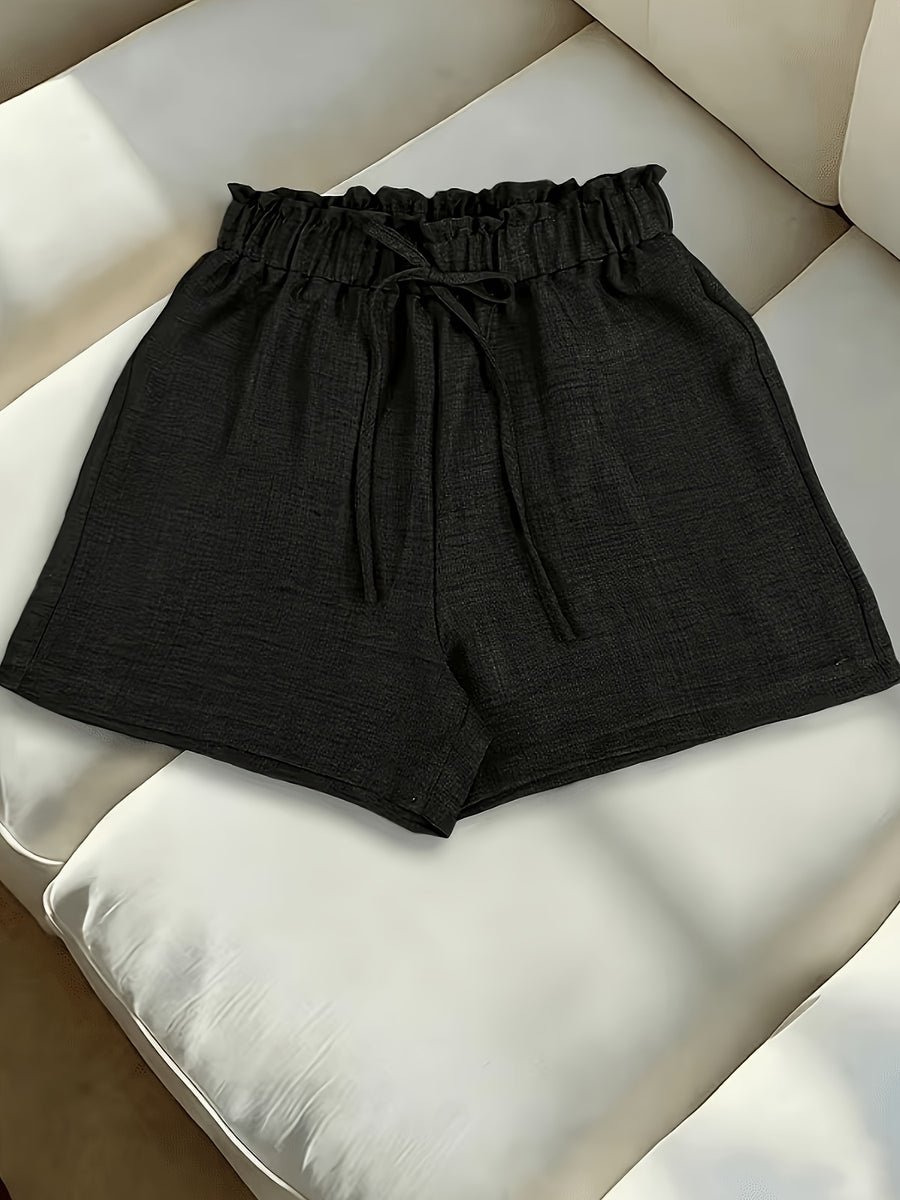 Extended Fake Drawstring Shorts - Black