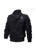 [Pearson OBM] Men'S Jacket, Athletic Jacket, Warm Jacket, Fall Jacket for Men, Outdoor Military Style Plus Size Student Training Outfit, Climbing Sports Wear, Air Force Jacket, Men'S Flight Suit - Black