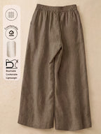 Women's Straight-Leg Ankle Pants with Button Closure & Detail - Loose-Fit Trousers Suitable for Seasons, Solid Color Casual to Dressy Wear, Machine Washable Non-Stretch Pants for Office, Everyday Outfits - Khaki
