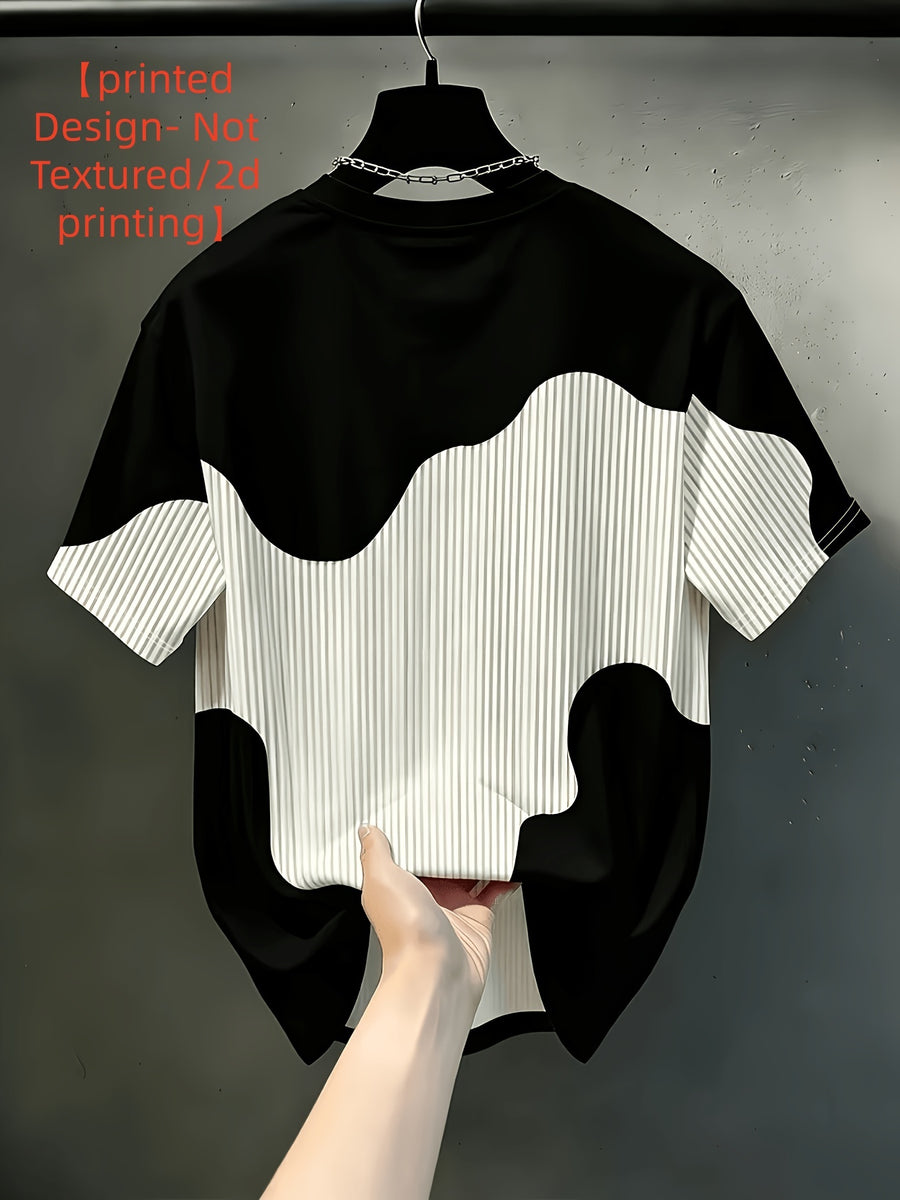 [Printed Design - Not Textured/2D Printing] Men'S Contrasting Color Chicago Letter Print Round Neck T-Shirt, Soft And Comfortable Outdoor Fitness Short Sleeve Trendy Holiday Gift - Mixed Color 2