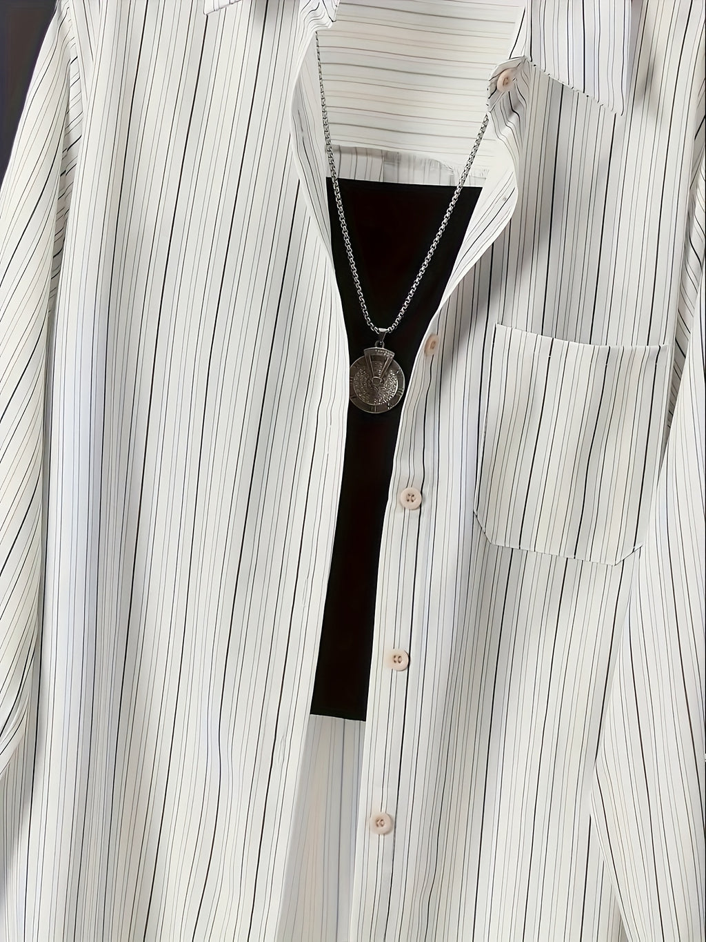 Women's Striped Long-Sleeve Shirt for Spring/Summer - White