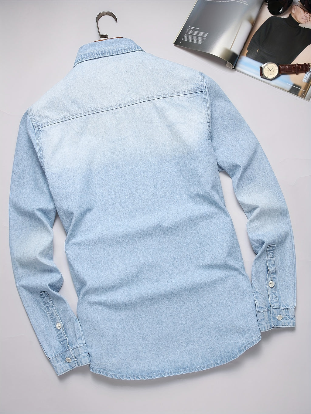 Men's Denim Shirt - Light Washed Blue