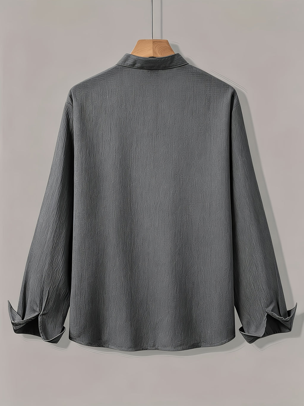 [Qiaoximei OBM] Men'S Clothing New Stand-Collar Solid Color Long Sleeve Shirt, Easy Stand-Collar Design, Spring Autumn Winter High-Quality Men'S Long Sleeve Button-Up Shirt - Suitable for Outdoor Leisure Vacation Travel Formal - Dark Gray