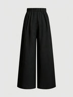 New Women'S High-Waist Metallic Button-Design Wide-Leg Pants, Elegant Casual Daily Wear - Black