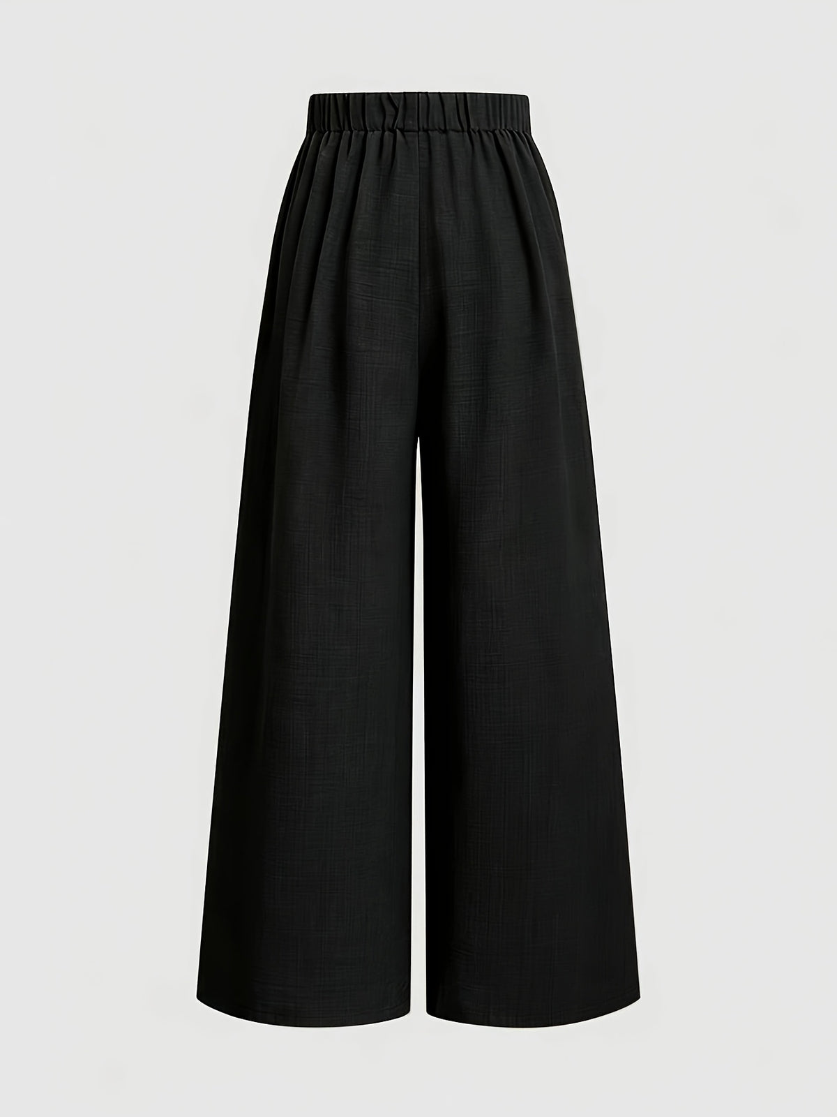 New Women'S High-Waist Metallic Button-Design Wide-Leg Pants, Elegant Casual Daily Wear - Black