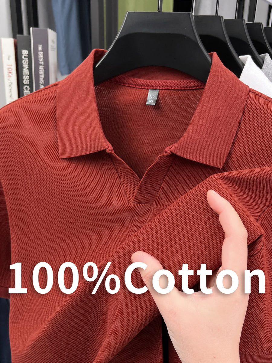 [Pearson OBM] Summer New Men'S Short Sleeve Polo Shirt, Lapel Easy Business Casual Premium Breathable Short Sleeve T-Shirt, Men'S Wear, Hongyang - Red