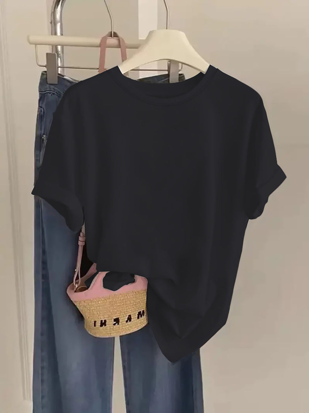 Yin Yang Cause and Effect Print Short Sleeve, Casual Women's Short Sleeve, Simple and Stylish Design, Versatile for Any Outfit, Suitable for Spring, Summer, and Autumn, Machine Washable, Comfortable Fit - Black