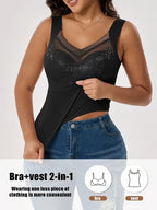 1pc Women's Vest Warm All-In-One Wireless Bra Built-In Fixed Padding High-Elastic Fabric Suitable for Various Body Shapes Non-Deformable for Long Wear Suitable for Various Scenes In Autumn And Winter Seasons - Black