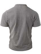 [ROYALBOY] Presents a New Spring Collection Featuring a Black And White Herringbone Patterned Short-Sleeve Shirt, Perfect for Parties And Gatherings - White