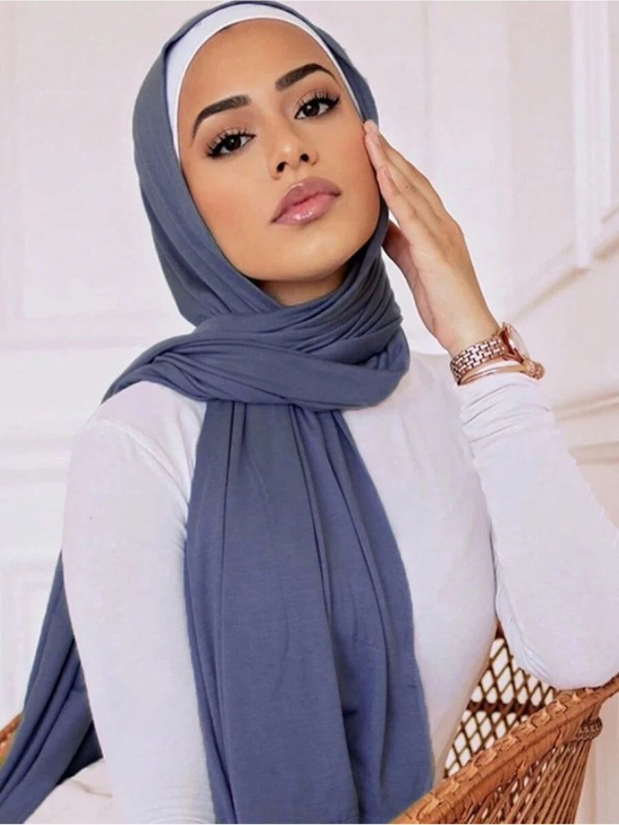 Women'S Jersey Headscarf - Soft, Breathable, And Secure Fit; a Modest Wrap Suitable for Daily Wear, Commuting, Wind, And Shielding - Sky Blue