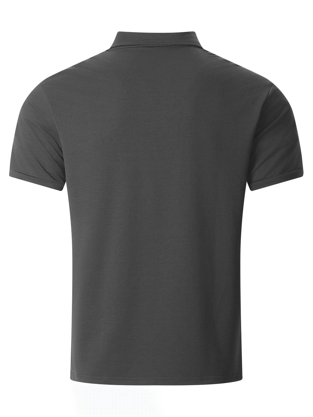 Men'S Short-Sleeved Polo Shirt with Lapel, Front Button Placket, Two Pockets And Solid Color - Dark Gray