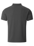 Men'S Short-Sleeved Polo Shirt with Lapel, Front Button Placket, Two Pockets And Solid Color - Dark Gray