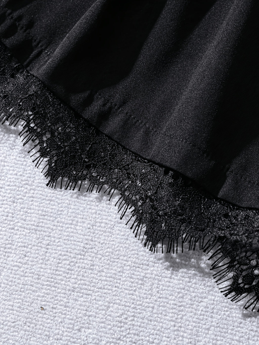 Women's Elegant Black Lace-Trimmed Shorts - Versatile Commuter and Casual Shorts for Spring and Summer - Black