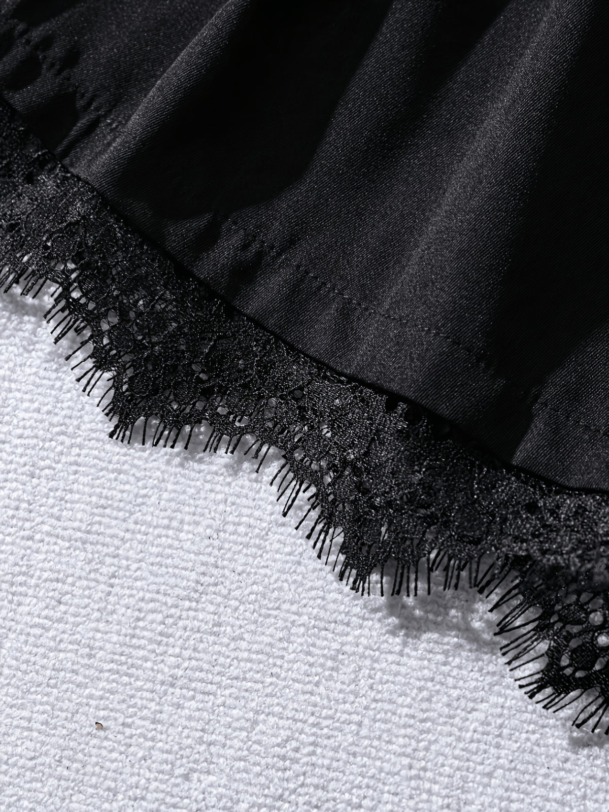 Women's Elegant Black Lace-Trimmed Shorts - Versatile Commuter and Casual Shorts for Spring and Summer - Black