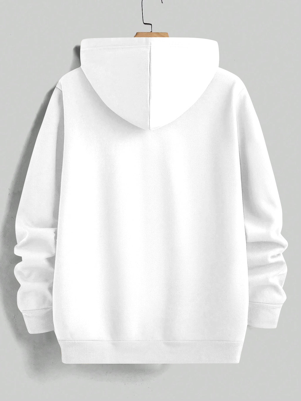 Retro Minimalist Cursive Small Print Men'S Hooded Sweatshirt Kangaroo Pocket Drawstring Hoodie Versatile Trendy Top - White