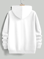 Retro Minimalist Cursive Small Print Men'S Hooded Sweatshirt Kangaroo Pocket Drawstring Hoodie Versatile Trendy Top - White