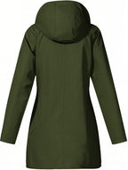 Women's jacket hooded lightweight outdoor long hooded windbreaker - fern green