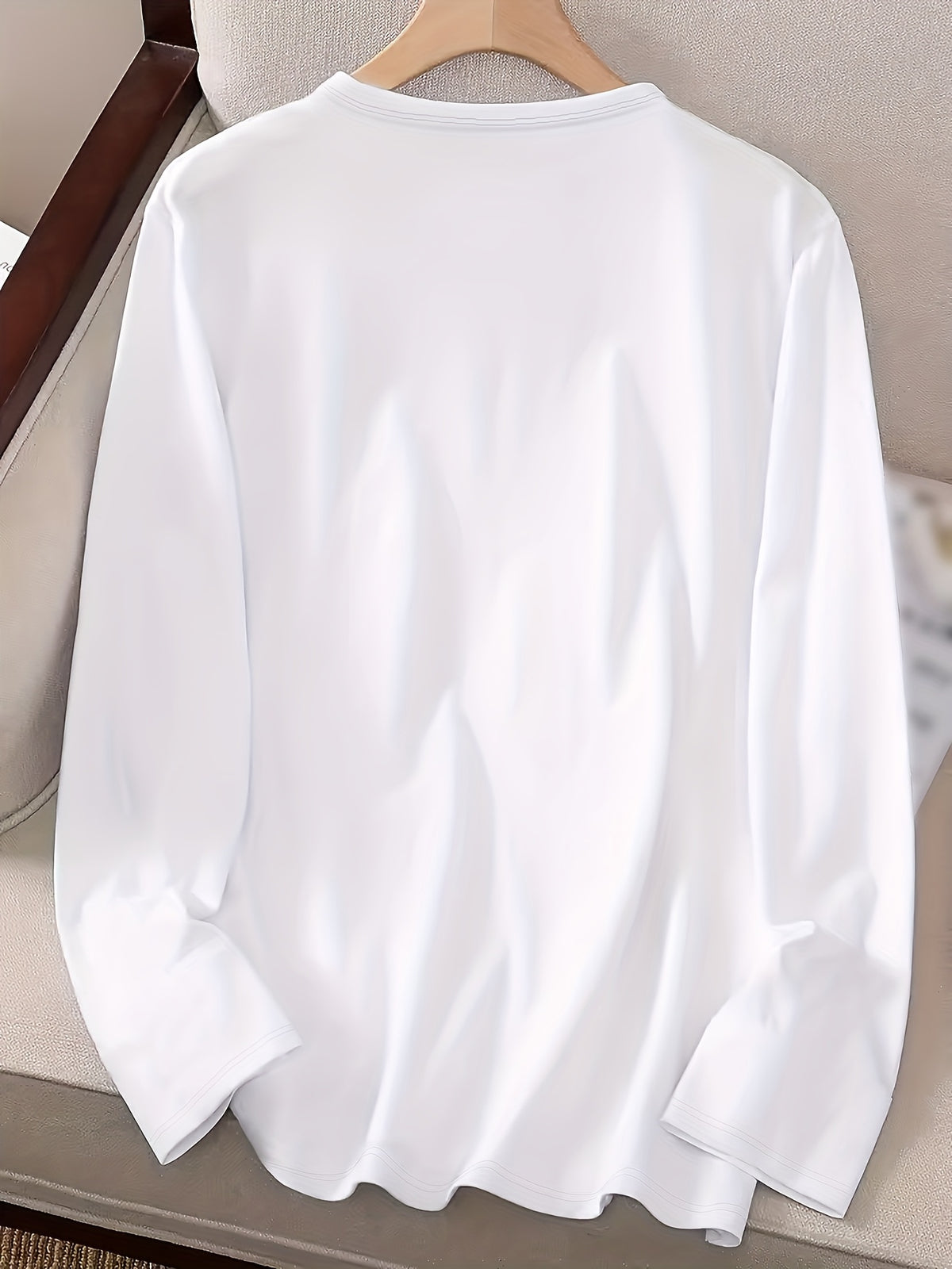 3pcs Long Sleeve Solid Color Women'S T-Shirts, Casual Holiday Outing Versatile Fall Winter Top Round Neck - White+pink+black