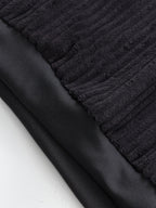 [Pearson OBM] Contrast Collar Half-Zipper Men'S Vertical Striped Long Sleeve Knit Sweater, Elbow Patch Casual Elastic Slim Commute All-Match Fall Top - Pure Black
