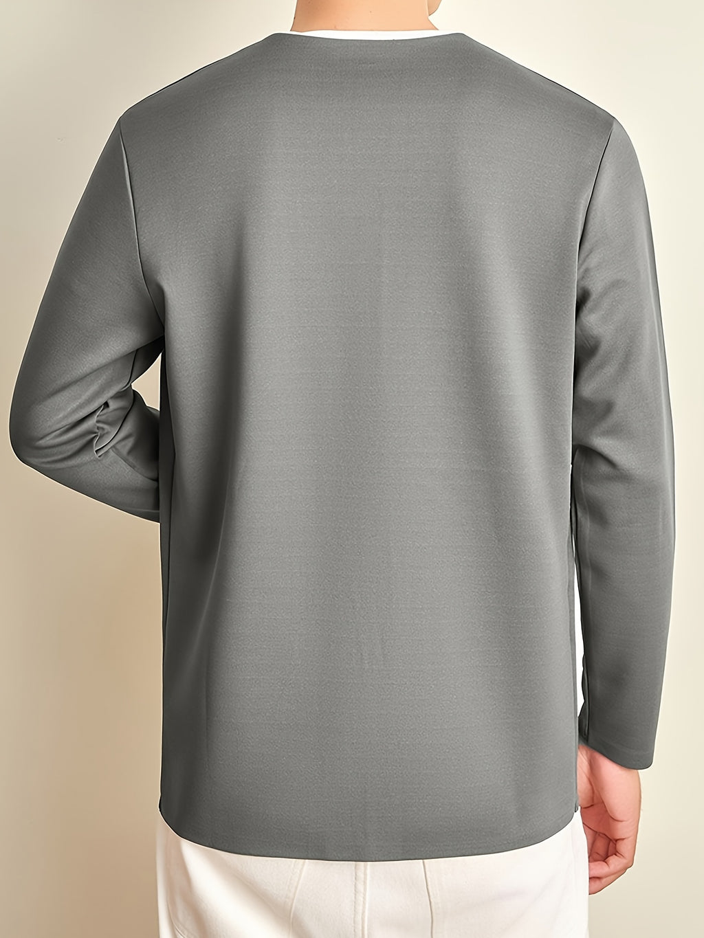 Men's Open Front Cardigan Long Sleeve V Neck Lightweight Solid Color Outerwear Casual Business Layering Jacket for Daily Wear - Gray Green