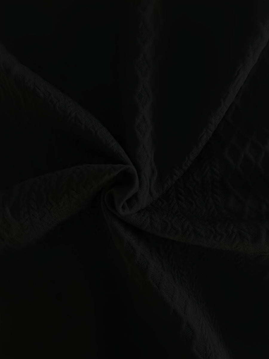 Men's Stand Collar Textured Jacquard Knit Henley Shirt with Light Luxury Buckle Patchwork, Long Sleeve Autumn/Winter Business Top - Black