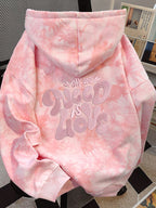 American Trendy Autumn Winter New Cute Style Letter Print Long Sleeve Hooded Fleece Tie-Dye Design Women'S Sweatshirt American Vintage Loose Chic All-Match Fashion Hoodie - Pink Color