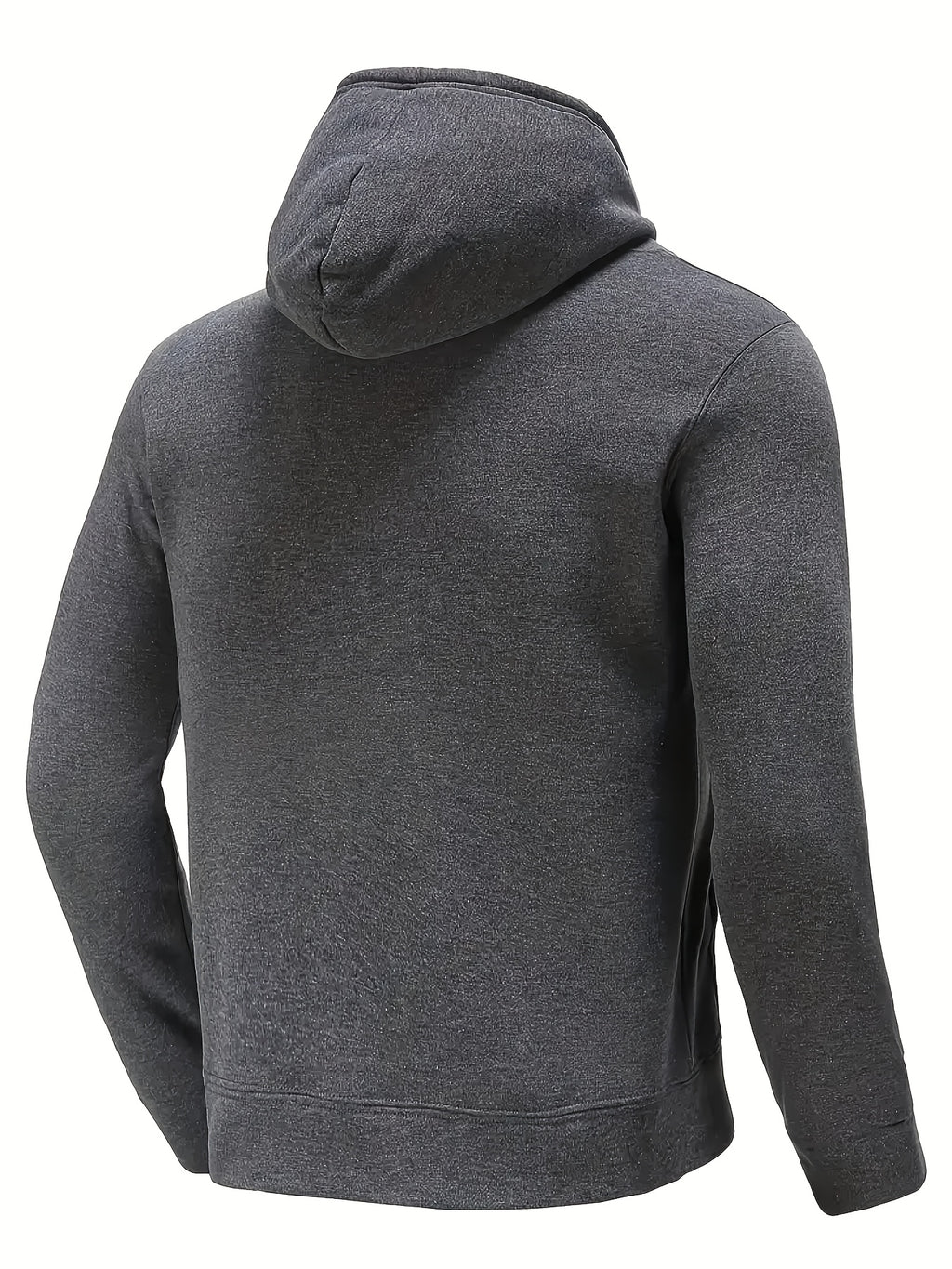 Solid Color Hooded Sweatshirt for Men, Sporty Casual Pullover, Solid Color Long-Sleeve Jacket, Simple and Versatile Warm Top - Dark Gray