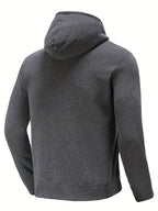 Solid Color Hooded Sweatshirt for Men, Sporty Casual Pullover, Solid Color Long-Sleeve Jacket, Simple and Versatile Warm Top - Dark Gray