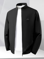 Spring Autumn Comfort Casual Coat, Minimal Solid Trendy Windproof Jacket Top for Men - Black