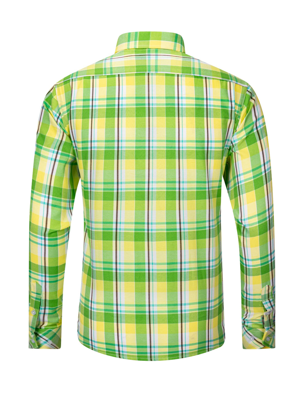 New Trendy Men'S Brushed Checkered Shirt Fall Winter Casual Jacket Outerwear - Grass Green