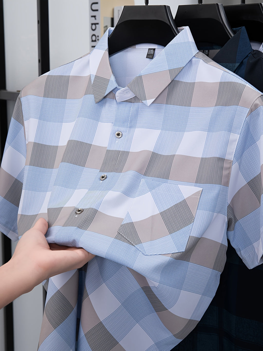 Men's Summer Short-Sleeve Cool Lightweight Trendy Color-Block Shirt - Mixed Color 1