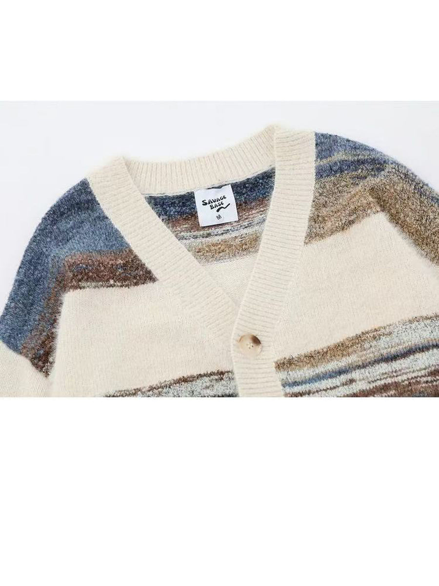Men's Autumn/Winter Style - Buttoned Cardigan Jacket, Contrast Color Fashion Long Sleeve Design, Suitable for Casual Dates and Outdoor Activities - Comfortable Ted Fabric, Urban Style, Versatile Piece - Mixed colors