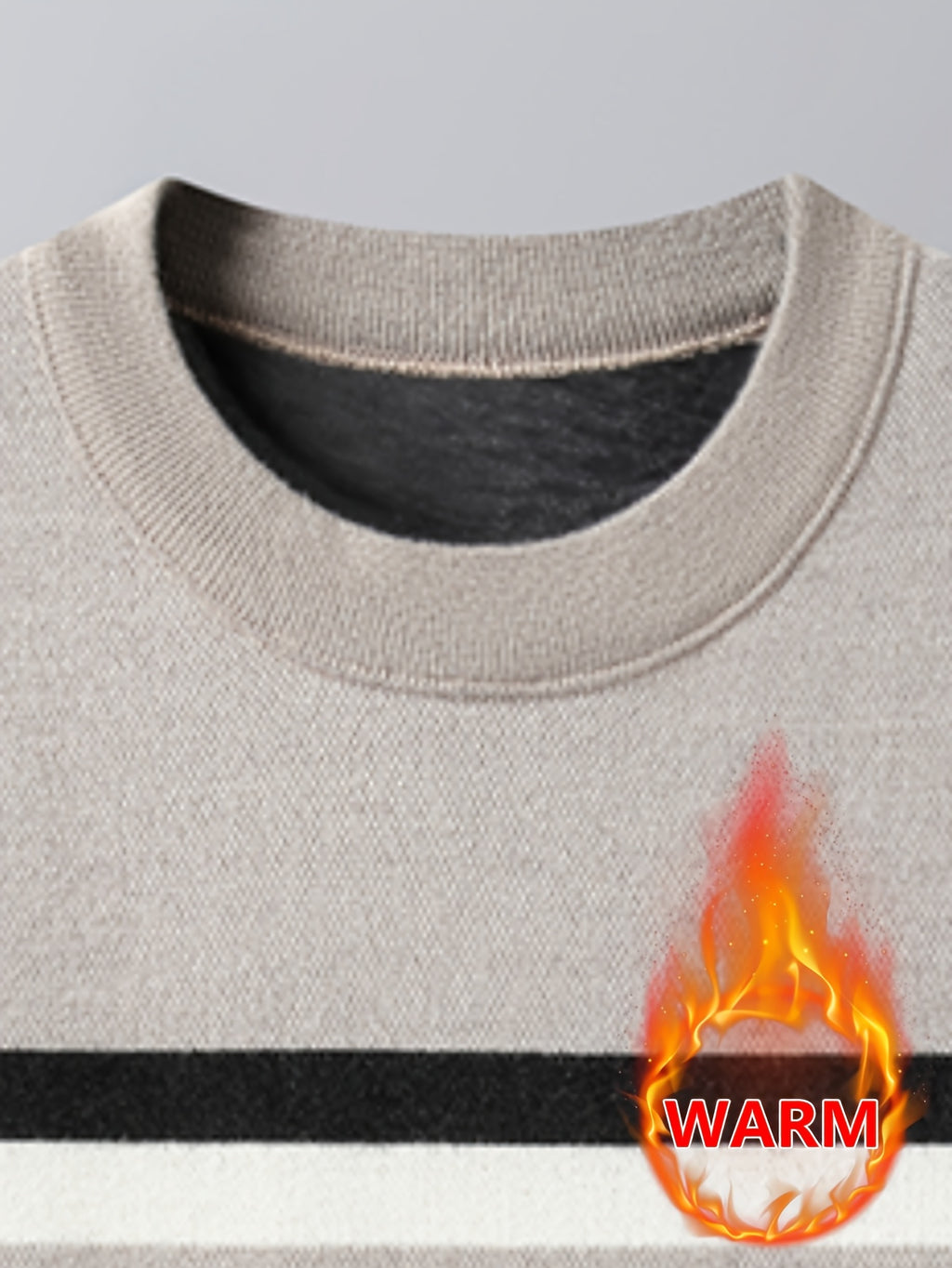 Minimalist Urban Fleece Round Neck Sweater Warm City Casual, Knit - Camel