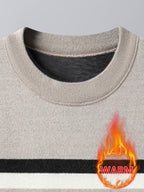 Minimalist Urban Fleece Round Neck Sweater Warm City Casual, Knit - Camel