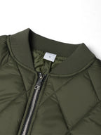 Autumn Winter New Fashion Trendy Black LA Pattern Outdoor Activity Casual Commute Leisure Baseball Collar Classic Style Men'S Non-Stretch All-Match Striped Jacket Coat - Army Green