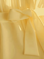 Women'S Elegant Pleated Sleeveless Tie-Up Top, Suitable for Spring And Summer - Yellow