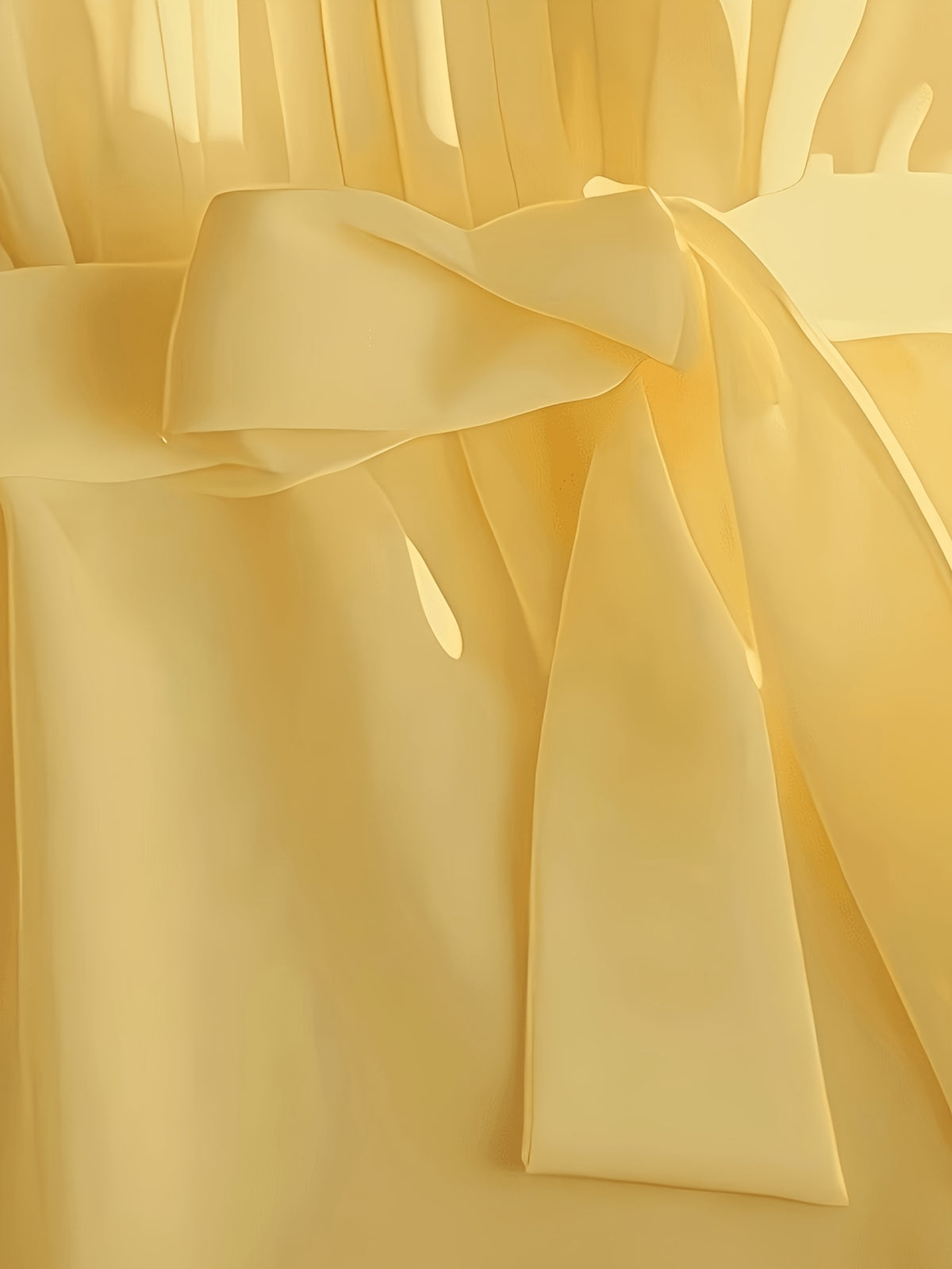 Women'S Elegant Pleated Sleeveless Tie-Up Top, Suitable for Spring And Summer - Yellow