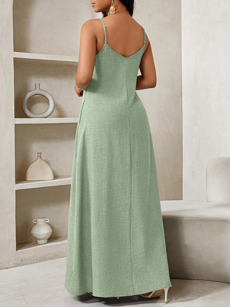Women's Bohemian Vest Dress, Loose Long Dress for Women, Strapless Birthday and Event Dress/Holiday Dress for Vacation, Women's Bohemian - Green