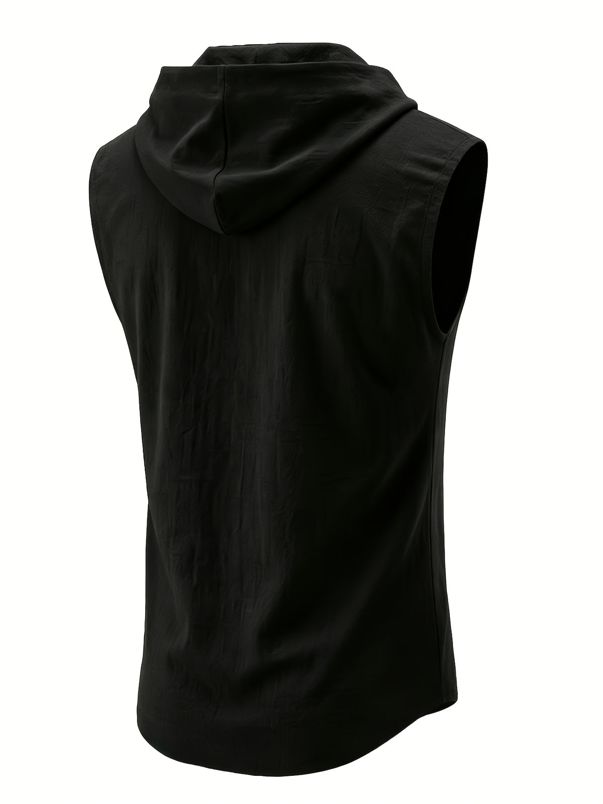 Pearson OBM European and American Summer Fashion Men's Solid Color Linen Breathable Hooded Sleeveless Vest 2026 New Trendy Style - Black