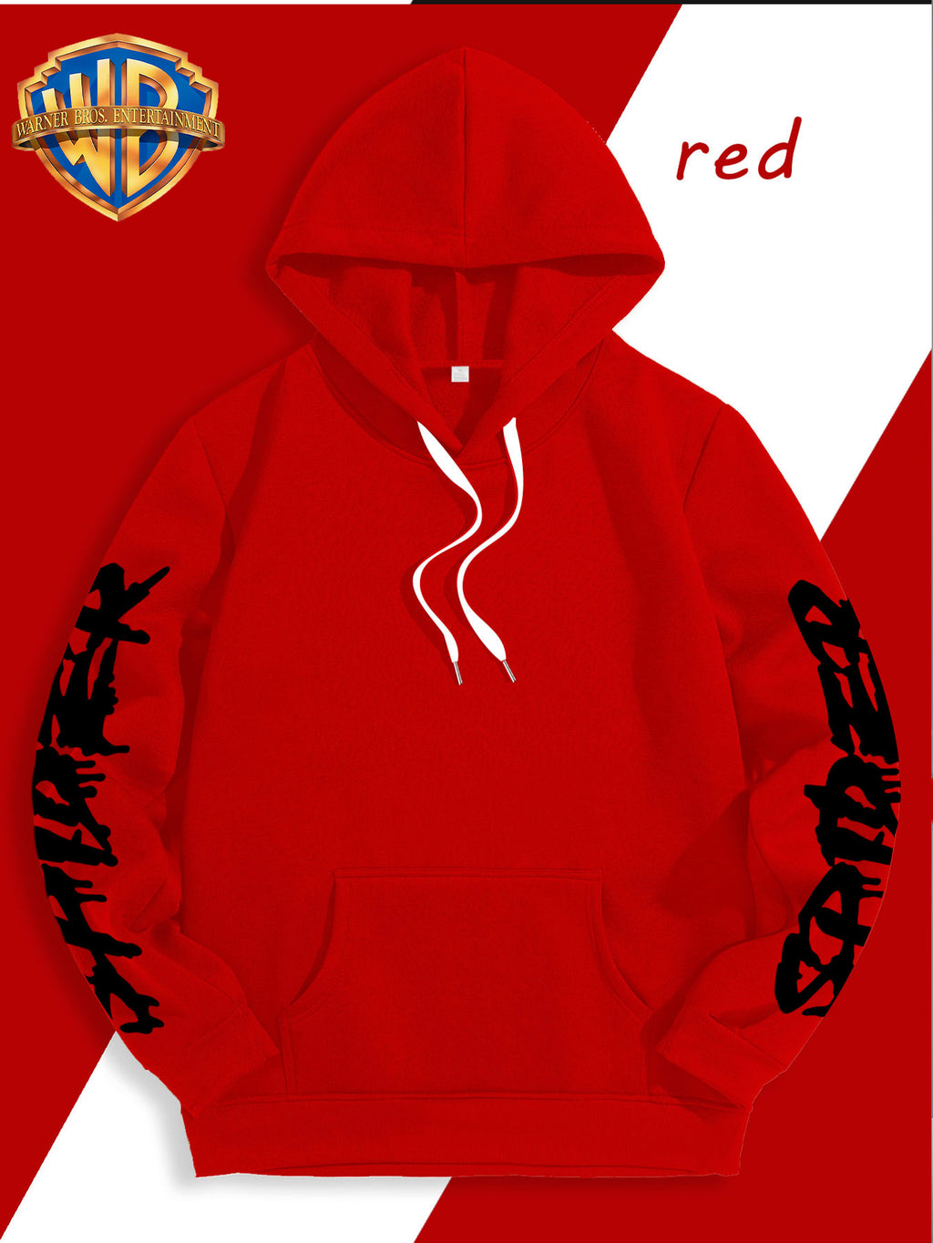 Warner Bros Official Halloween Gift Selection: Classic Spider Print Trendy Sweatshirt for Men, a Stylish and Versatile Hoodie, Comfortable -Lined Warm Autumn/Winter Apparel, Ideal for Sports, Outdoor Outings, Travel, Daily Commuting, and Home Use. - Red