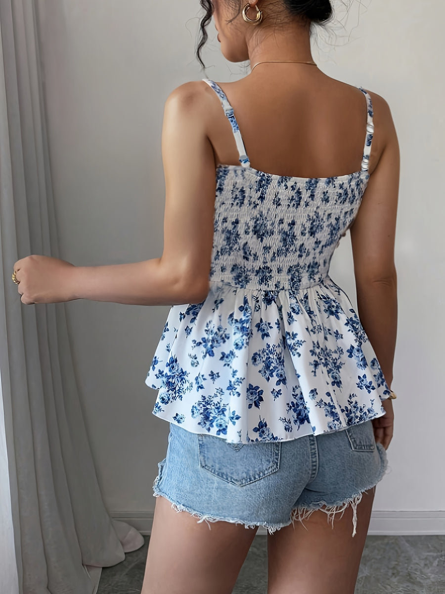 Fashion Women'S Bohemian Style Printed Romantic Vacation Dating Summer Vest - Mixed colors