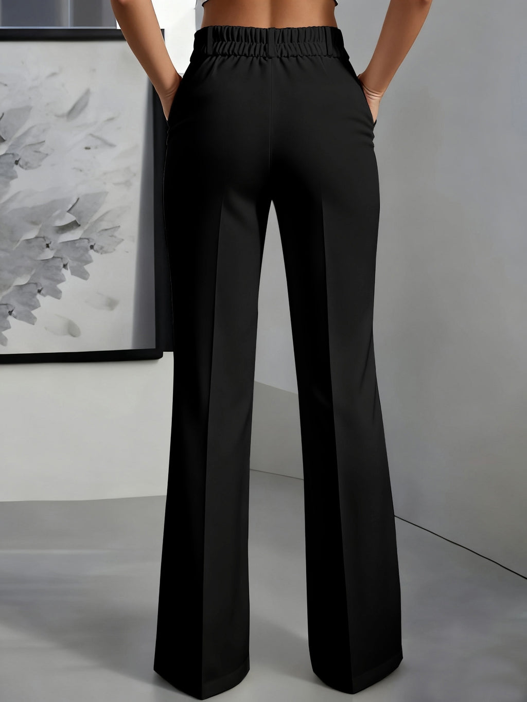 Elegant Special + Women'S Solid Color Easy Trousers - Black