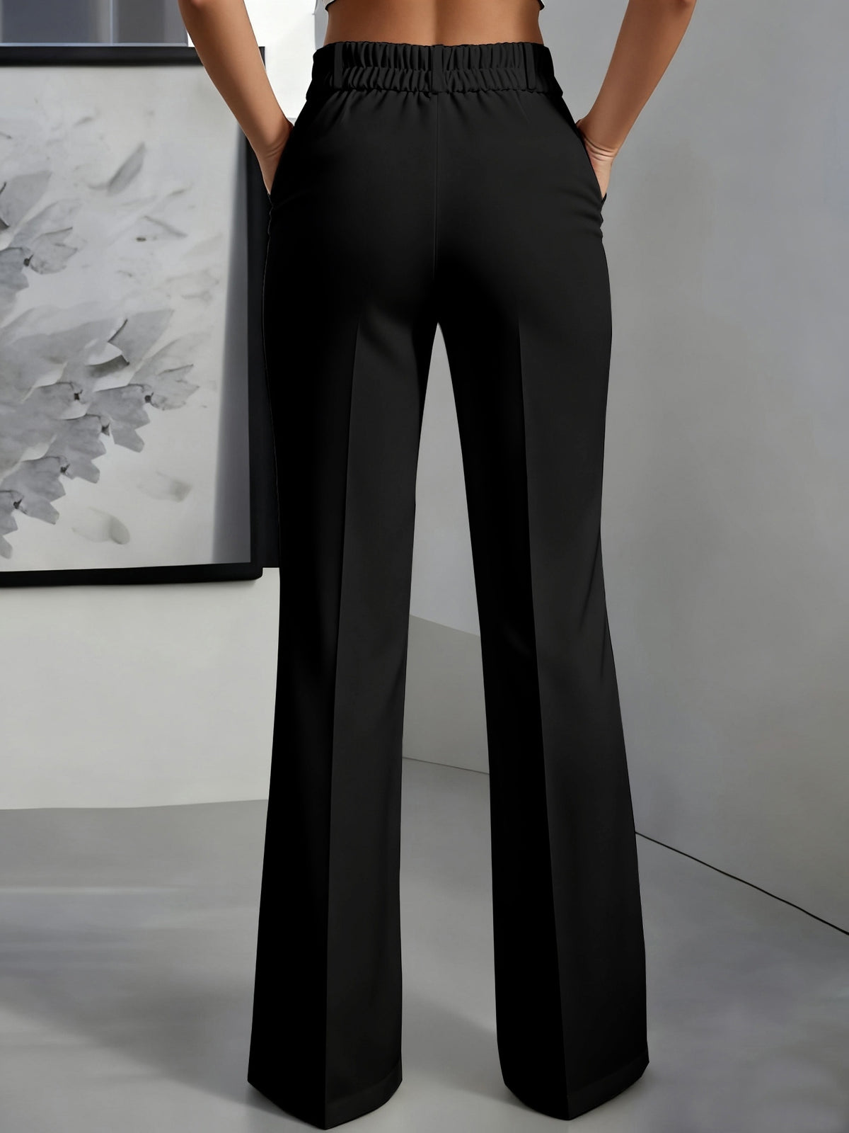 Elegant Special + Women'S Solid Color Easy Trousers - Black