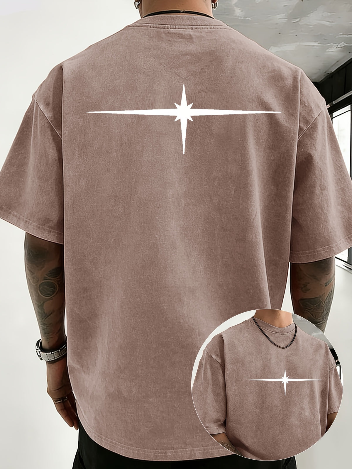Unisex Vintage Distressed Positioning Print Pure Cotton Short-Sleeve T-Shirt, Breathable, Skin-Friendly, Comfortable, and Non-Stuffy. Suitable for Outdoor Leisure, Sports, and Daily Versatile Wear. Eye-Catching and Flattering on Everyone - Brown